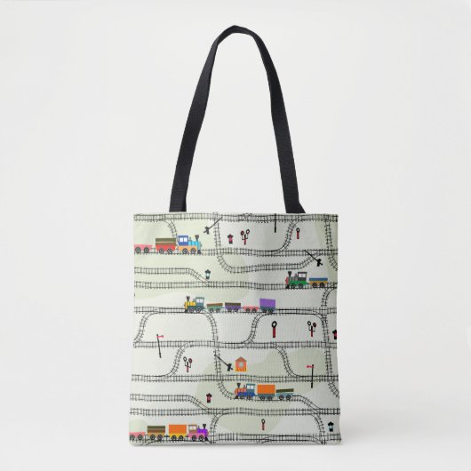 Tote Bag Amusants enfants chemin de fer motif sans couture  (Devant)