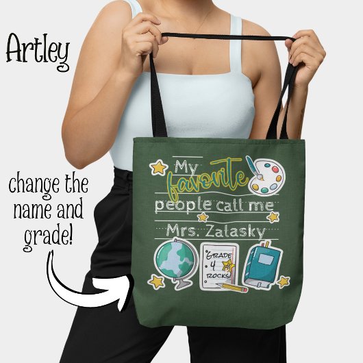 Tote Bag Amusants Enseignant élémentaire Nom cadeau Grade