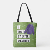 Tote Bag Amusants I Love Sweater Météo Blanc Pois Vert (Dos)