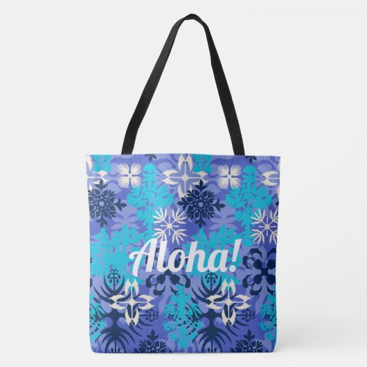 Tote Bag Anahola Bay Hawaiian Abstrait Floral Peri (Devant)