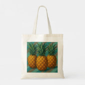 Tote Bag Ananas aux rayures turquoise et gris chaud (Dos)