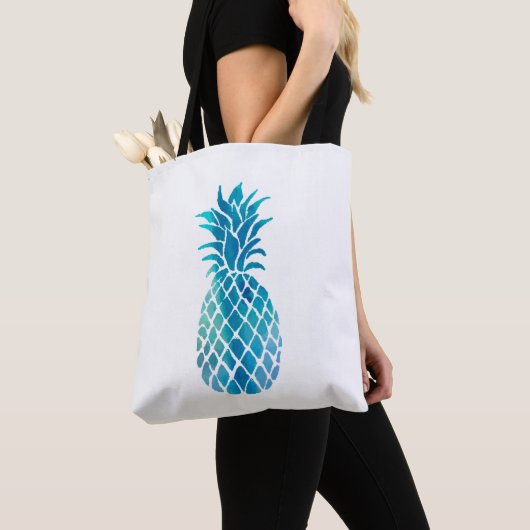 Tote Bag ananas bleu (De près)