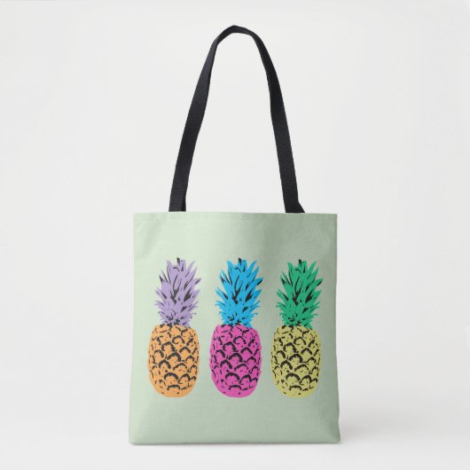 Tote Bag Ananas colorés illustrés (Devant)