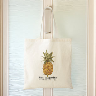 Tote Bag Ananas de l'école de l'enseignant personnalisé