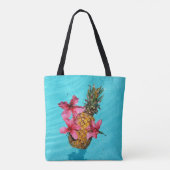 Tote Bag Ananas flottant et Hibiscus (Dos)