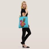 Tote Bag Ananas flottant et Hibiscus (Sur le modèle)