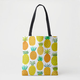 Tote Bag Ananas Isolé : Motif Vintage sans joint.