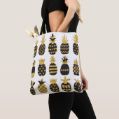 Tote Bag Ananas noirs : Ensemble texturé unique (De près)
