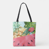 Tote Bag Ananas Pastèque Hibiscus Feuilles de Palmier Cool (Dos)