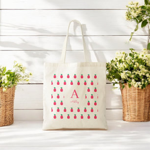 Tote Bag Ananas rose blanc Motif mignon