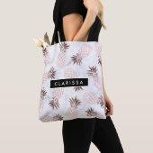 Tote Bag ananas rose d'or de marbre blanc moderne élégant (De près)