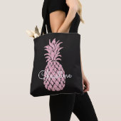 Tote Bag ananas rose nom personnalisé (De près)