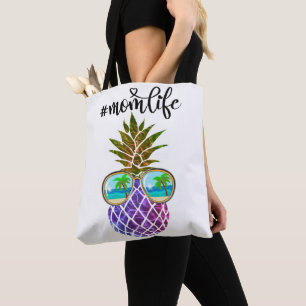 Tote Bag Ananas rose pourpre tropical