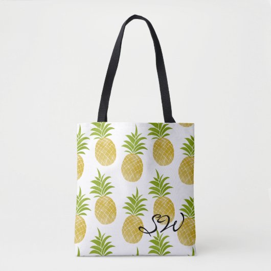 Tote Bag Ananas snob Fourre-tout décoré d'un monogramme (Devant)