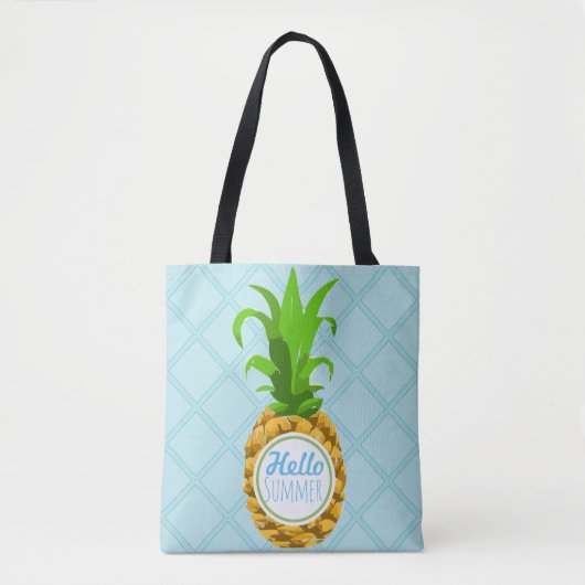 Tote Bag Ananas Tropical tendance Bonjour été (Devant)