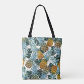Tote Bag Ananas tropicaux et île exotique Feuille (Dos)