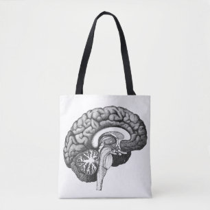 Tote Bag Anatomie médicale vintage illustration cerveau hum