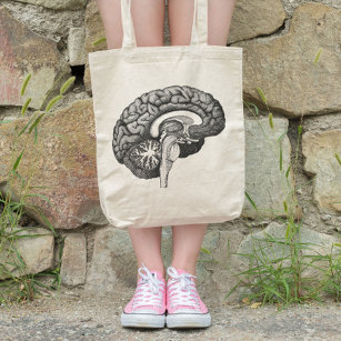 Tote Bag Anatomie médicale vintage illustration cerveau hum