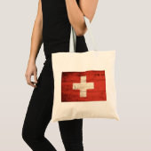 Tote Bag Ancien drapeau suisse en bois (Devant (produit))