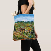TOTE BAG ANCIENNE FERME EN PAYSAGE TOSCANE (De près)