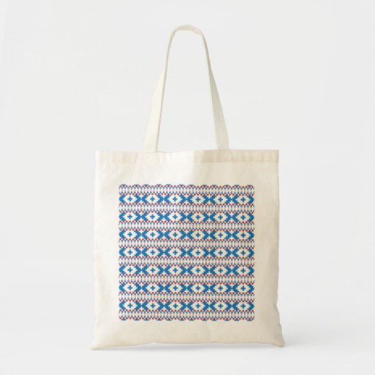 Tote Bag Anciens signes lettons bleu, rouge, blanc art popu (Devant)
