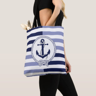 Tote Bag Ancrage du navire bleu marine, bande bleue marine