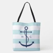 Tote Bag Ancre bleu monogramme sur les pinces (Dos)