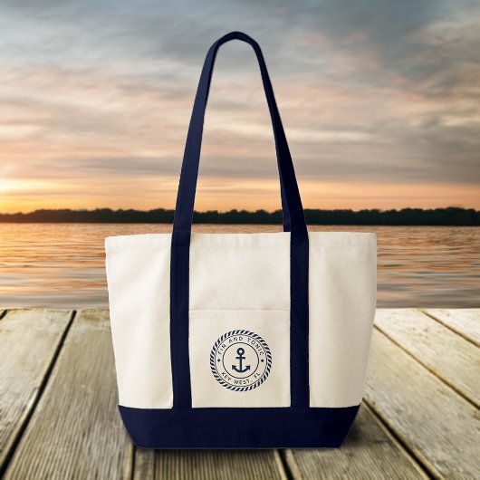 Tote Bag Ancre Bleue marine Nautique Nom du bateau personna