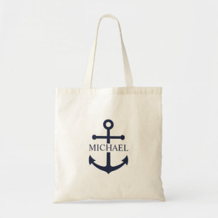 Tote Bag Ancre bleue marine Nom personnalisé