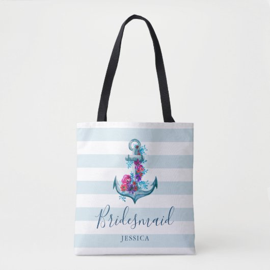 Tote Bag Ancre d'aquarelle bleu marine (Devant)