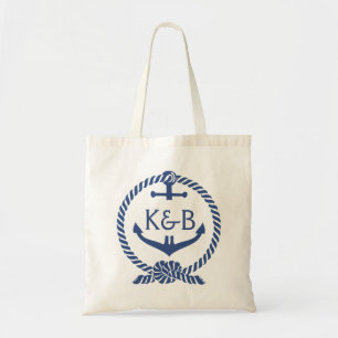 Tote Bag Ancre de bateau nautique bleu et blanc Marine 2