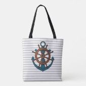 Tote Bag Ancre de navire et rayures gris roue (Dos)