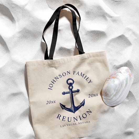 Tote Bag Ancre de réunion familiale à thème nautique