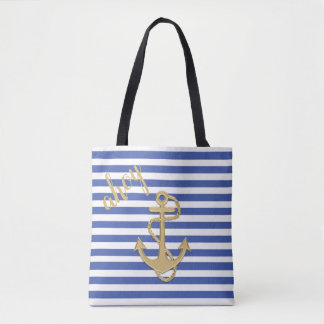 Tote Bag Ancre d'or nautique
