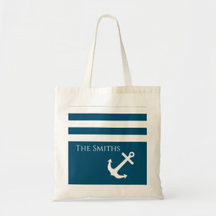 Tote Bag Ancre et rayures minimalistes Nautiques
