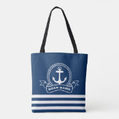 Tote Bag Ancre marine Bleu rayé (Dos)