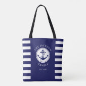 Tote Bag Ancre marine moderne Blue Nautical (Dos)