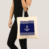 Tote Bag Ancre monogramme Nautique (bleu) (Devant (produit))