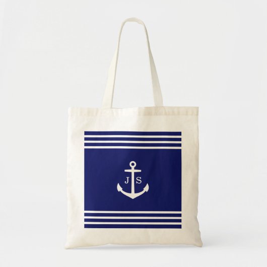 Tote Bag Ancre monogramme Nautique (bleu) (Devant)