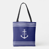 Tote Bag Ancre monogramme Nautique (bleu) (Dos)
