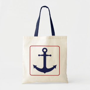 Tote Bag Ancre nautique - blanc et bleu rouges