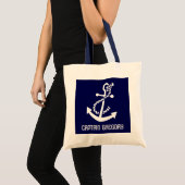 Tote Bag Ancre Nautique Bleue Et Blanche De La Marine (Devant (produit))