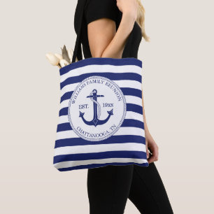 Tote Bag Ancre nautique de monogramme de la Réunion de