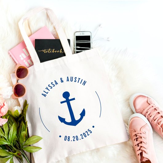 Tote Bag Ancre nautique ÉDITABLE COULEUR Mariage Faveur Fou