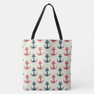 Tote Bag Ancre nautique grand Fourre-tout de rouge et de