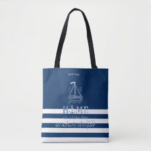 Tote Bag Ancre nautique Marine Blue Striped