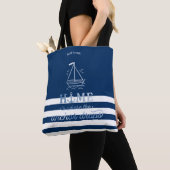 Tote Bag Ancre nautique Marine Blue Striped (De près)