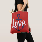 Tote Bag Ancre nautique + script LOVE (De près)