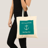 Tote Bag Ancre nautique voile Turquoise Bienvenue à bord (Devant (produit))