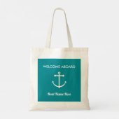 Tote Bag Ancre nautique voile Turquoise Bienvenue à bord (Dos)